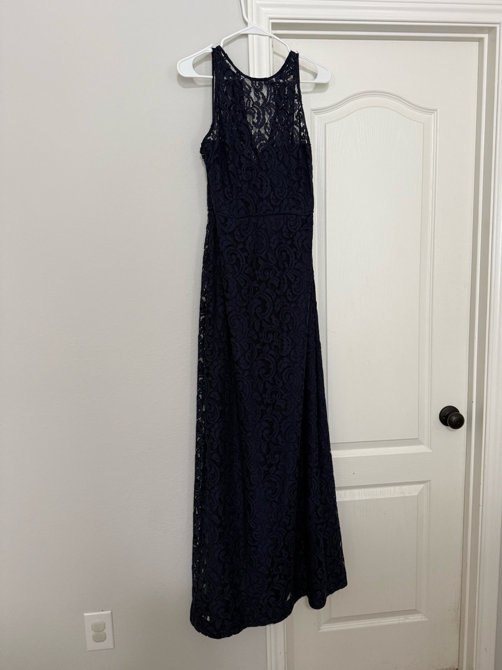 J.Crew Navy Blue Floral Lace Keyhole Maxi Dress - Size 8